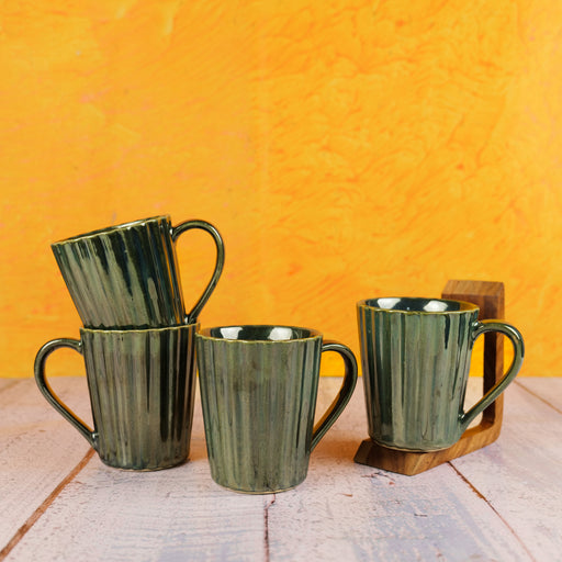 'Teal Ridges' Ceramic Milk & Coffee Mugs
