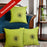 'A Breezy Aura' Hand Embroidered Linen Cushion Covers In Olive Green Color (16 x 16 Inch)