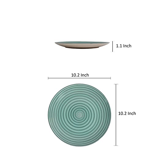 'Sea Swirls' Studio Pottery Ceramic Dinner Plates, 10.2 Inch