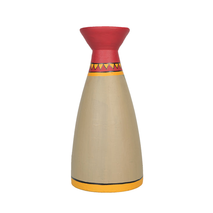 'Warli Celebrations' Hand-Painted Terracotta Tall Vase, Single
