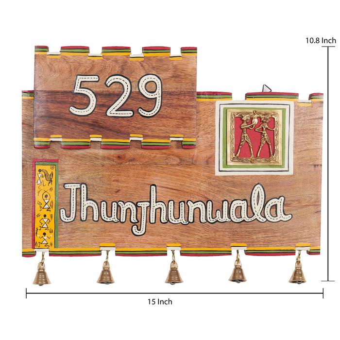 'Warli Pillar' Wooden Customized Decorative Name plate