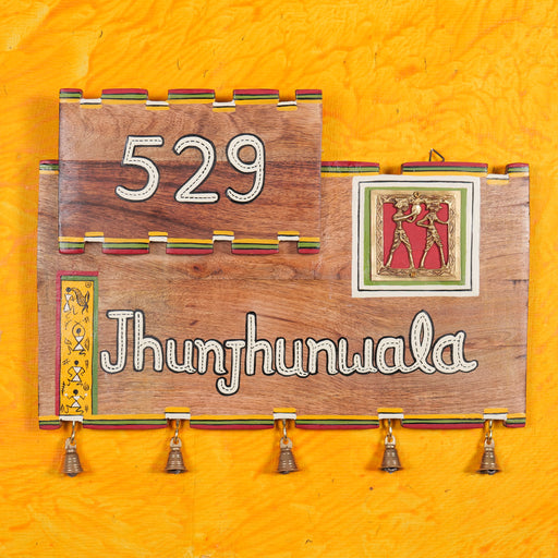 'Warli Pillar' Wooden Customized Decorative Name plate