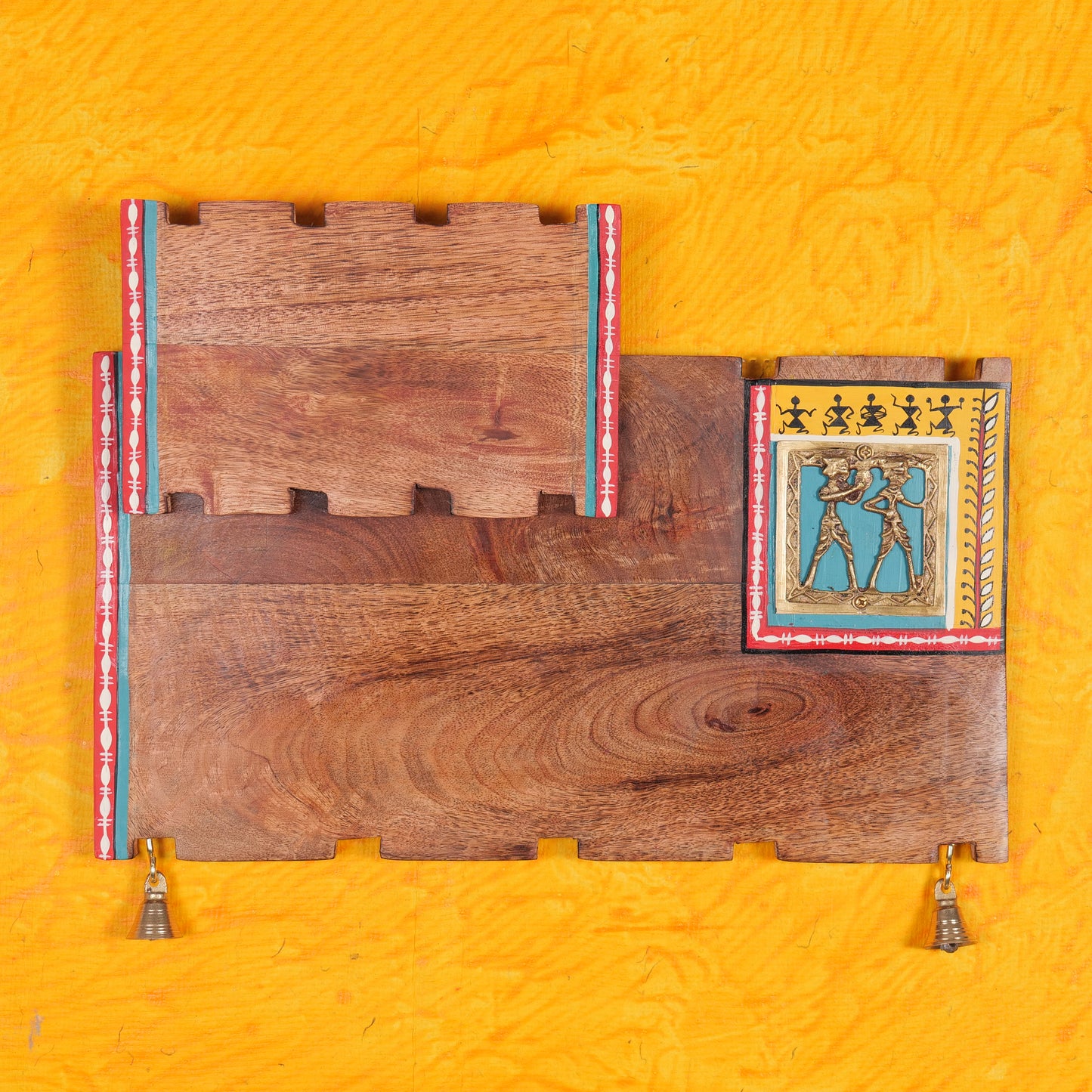 'Warli Square' Wooden Handpainted Name Plate