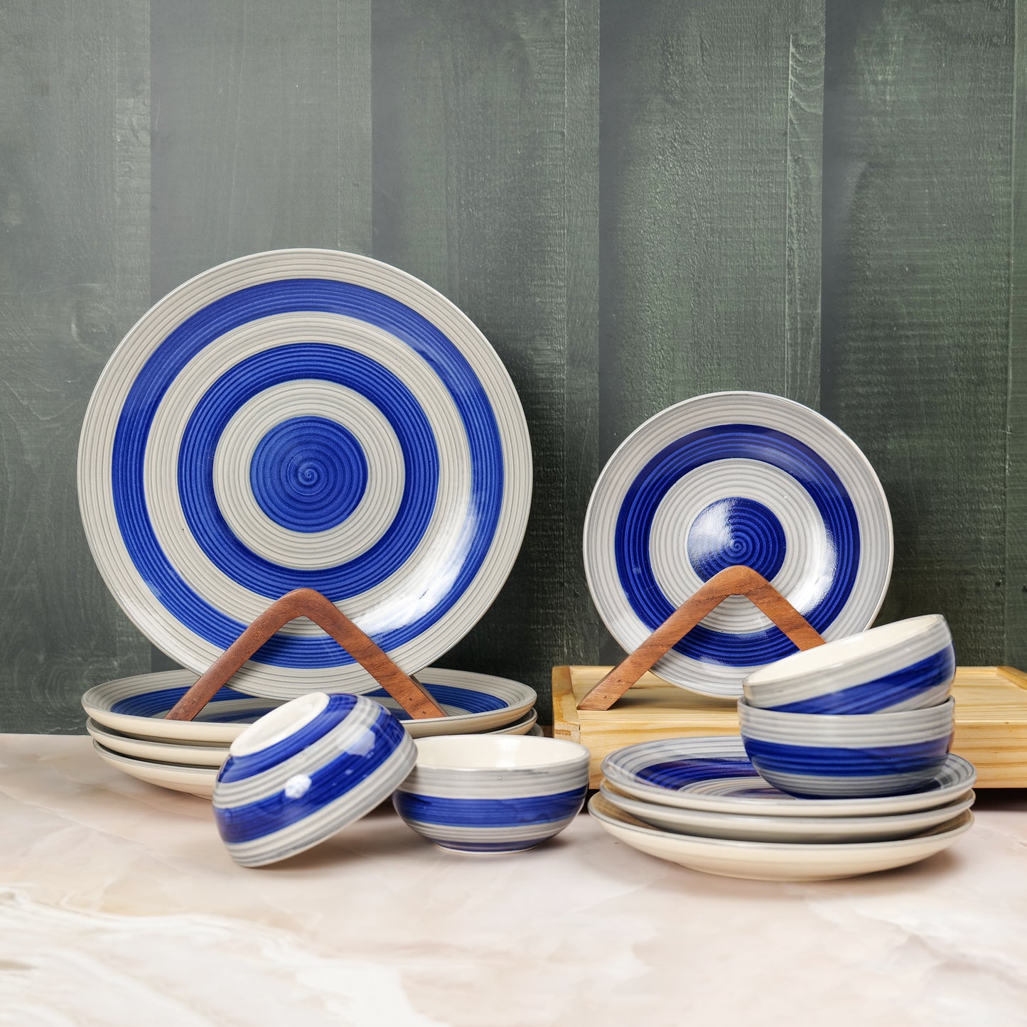 'Whirlpool Dishes' Studio Pottery Ceramic Dinner Set, Set of 12