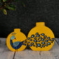 "Dancing Peacock' Terracotta Vase In Yellow Color, Set of 2