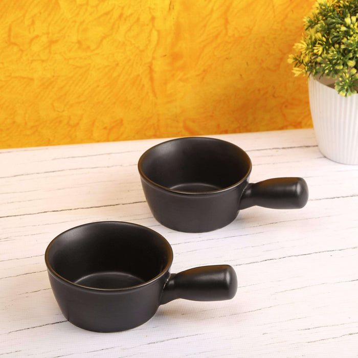 Black Ceramic Servings Bowls Set of 2 - artystagallery