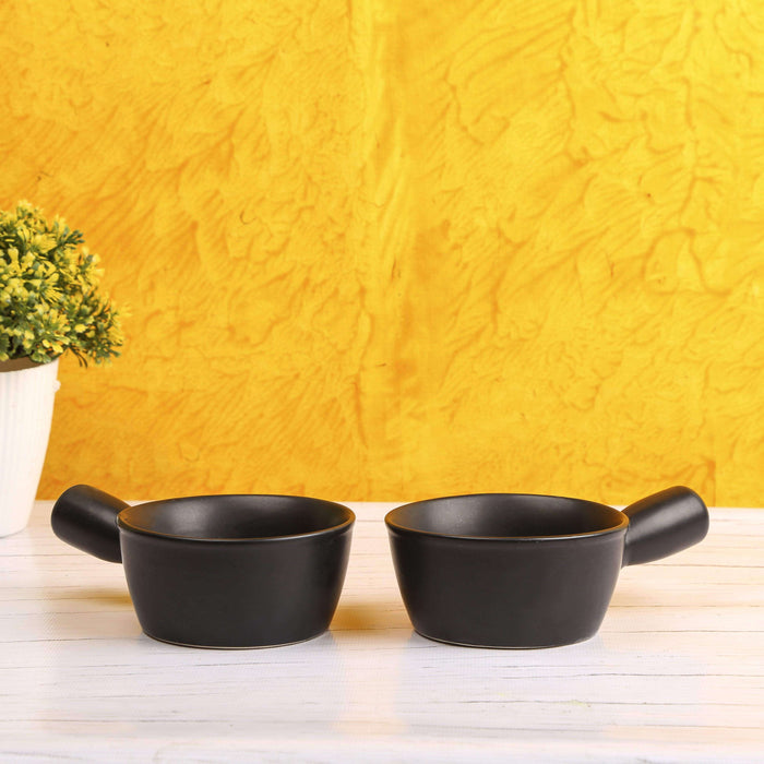 Black Ceramic Servings Bowls Set of 2 - artystagallery