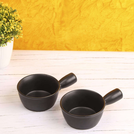 Black Ceramic Servings Bowls Set of 2 - artystagallery