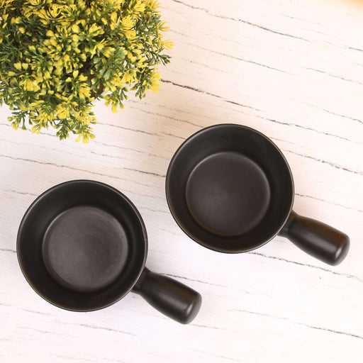 Black Ceramic Servings Bowls Set of 2 - artystagallery