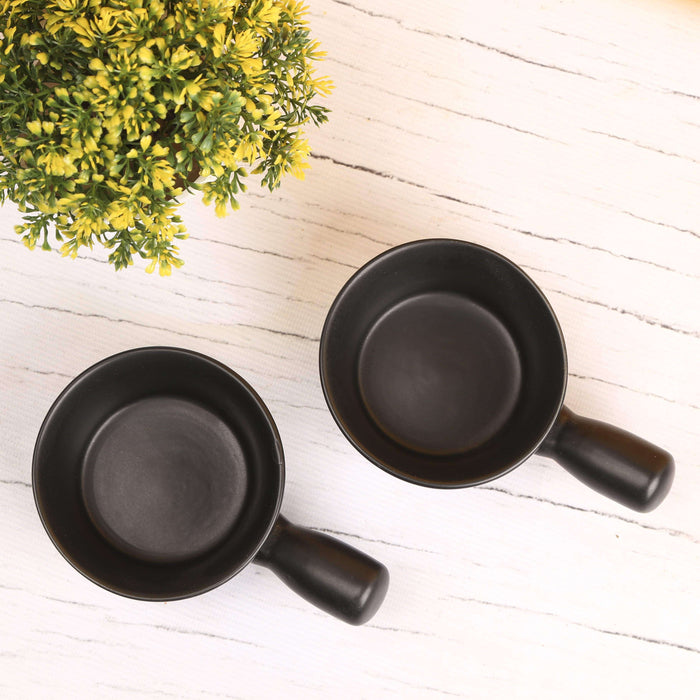Black Ceramic Servings Bowls Set of 2 - artystagallery