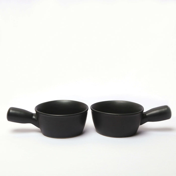 Black Ceramic Servings Bowls Set of 2 - artystagallery