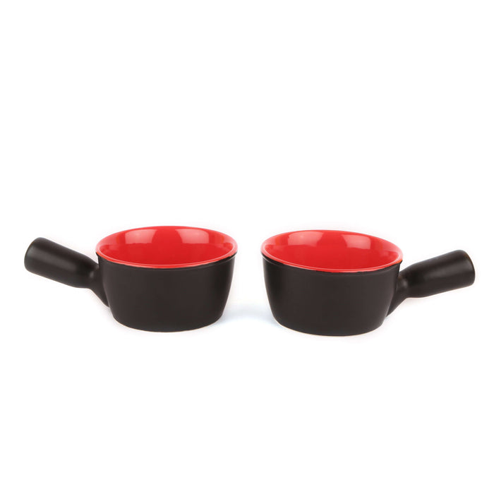 Ceramic Black And Red Soup Bowls Set Of 2 - artystagallery