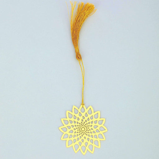 Concentric Petals Golden Brass Metal Bookmark with Golden Tassel - artystagallery