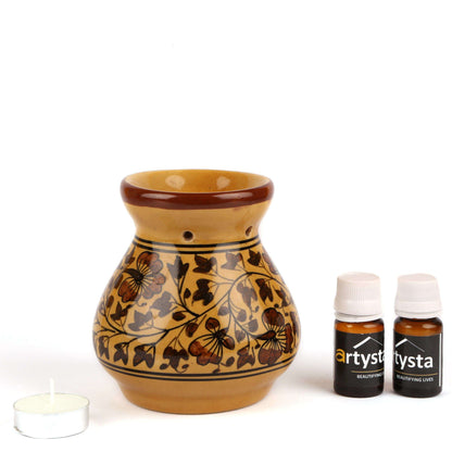 Flower Ceramic Aroma Oil Burner With Two Fragrance - artystagallery