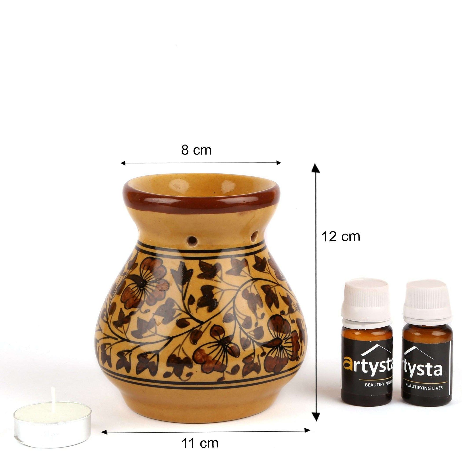 Flower Ceramic Aroma Oil Burner With Two Fragrance - artystagallery