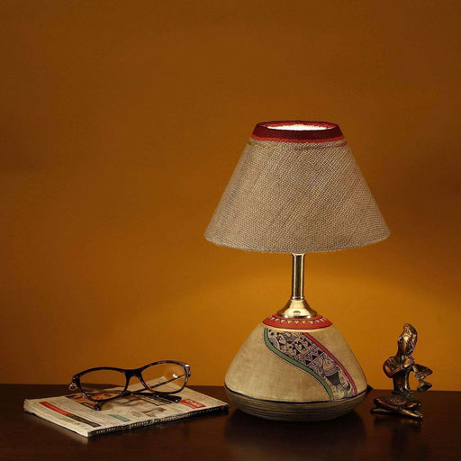 Handcrafted Hand Painted Terracotta Table Lamp for Study/Living Room/Home Decor
