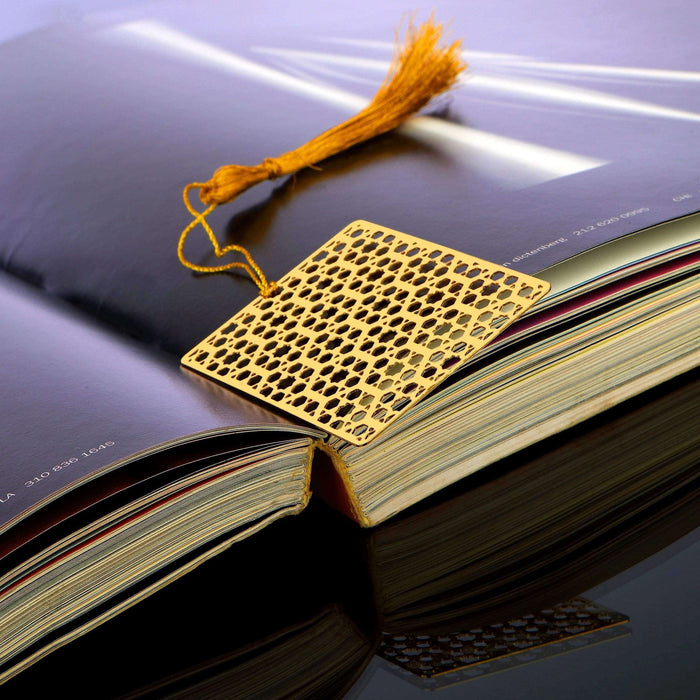 Hexa Taj Golden Brass Metal Bookmark with Golden Tassel - artystagallery