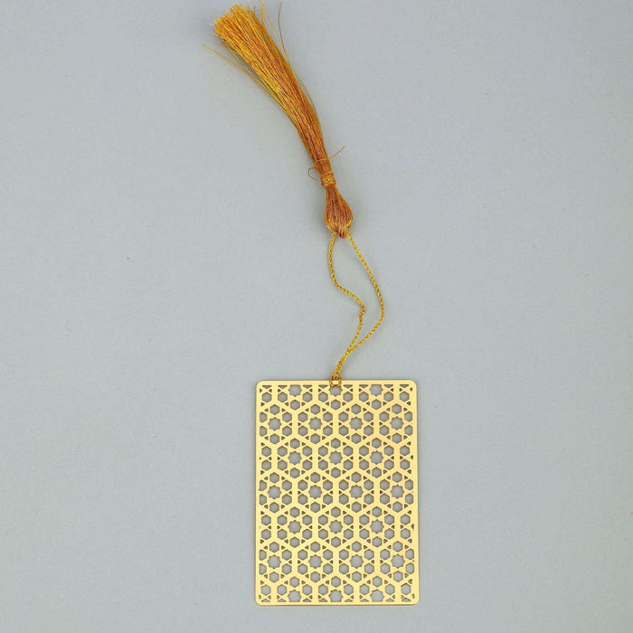 Hexa Taj Golden Brass Metal Bookmark with Golden Tassel - artystagallery