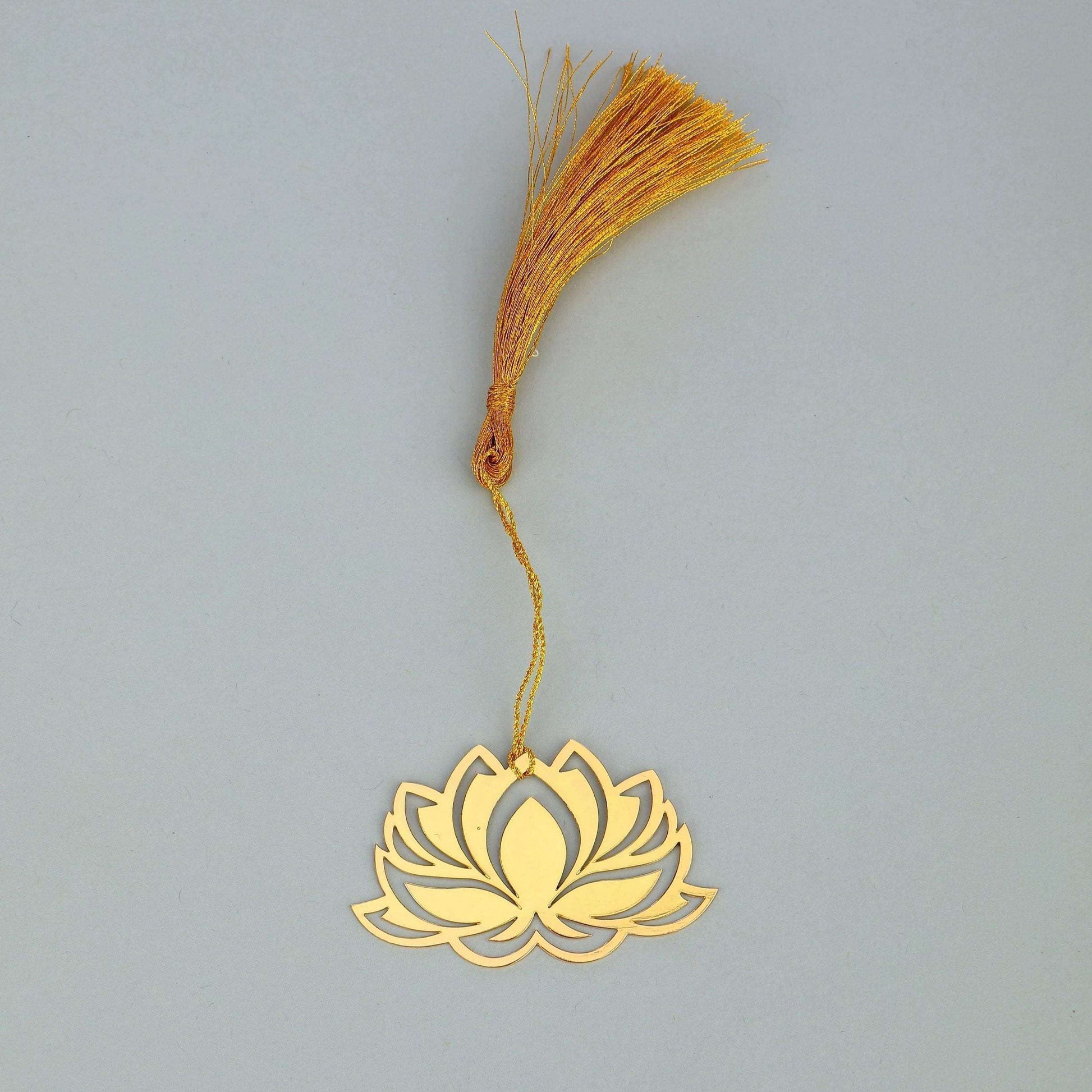 Lotus Golden Brass Metal Bookmark with Golden Tassel - artystagallery