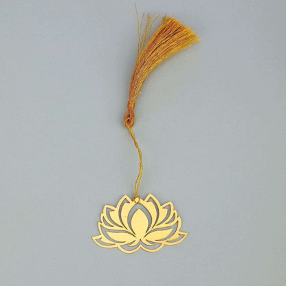 Lotus Golden Brass Metal Bookmark with Golden Tassel - artystagallery