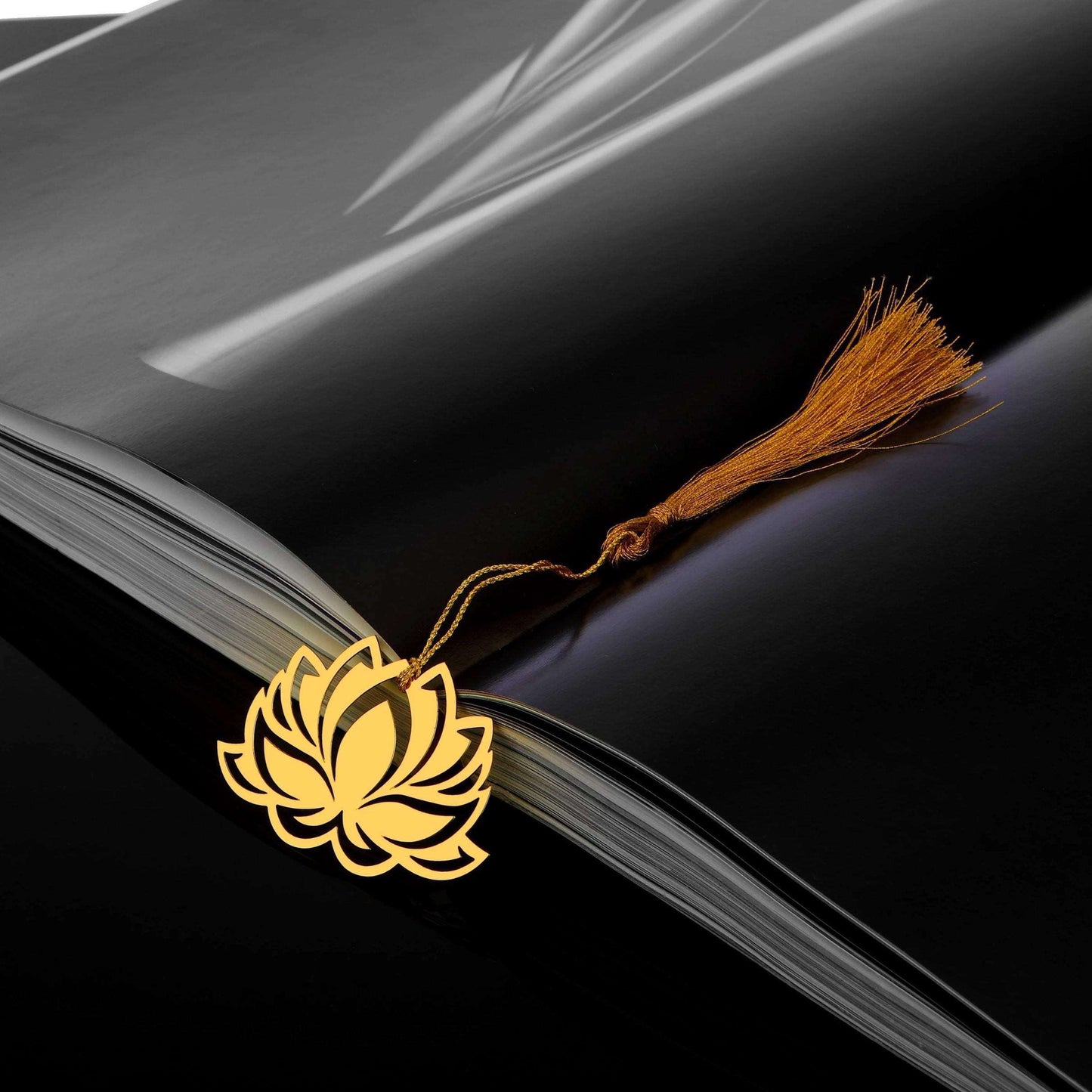 Lotus Golden Brass Metal Bookmark with Golden Tassel - artystagallery