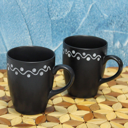 "Mottled Mug" Ceramic Coffee Mug in Black Color Set Of 2 - artystagallery