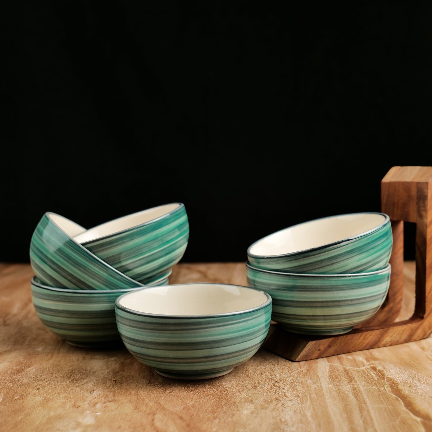 'Sea Swirls' Ceramic Veg Serving Bowl 150 ml (Set of 6)