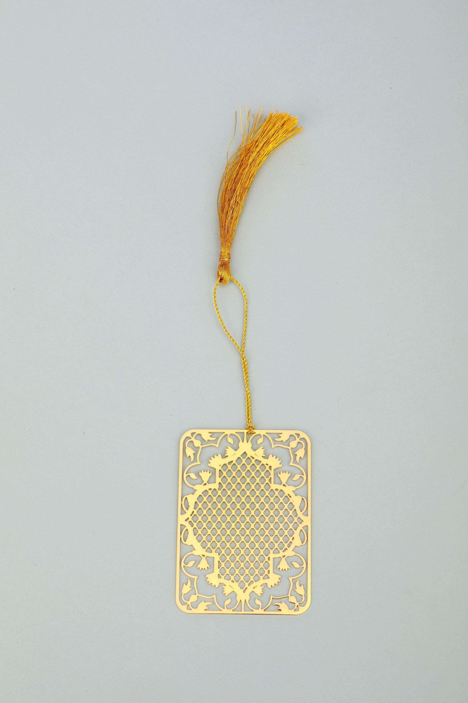 Ornamental Taj Golden Brass Metal Bookmark with Golden Tassel - artystagallery