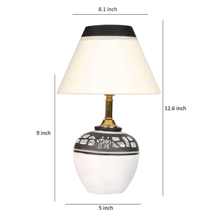 Artysta 'Monochrome Matka' Table Lamp In Terracotta (Black & White, 12.5 Inch)