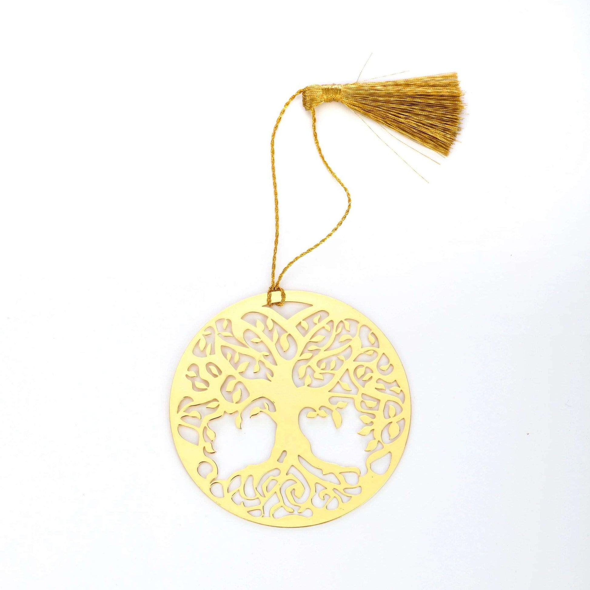 Tree of Life Golden Brass Metal Bookmark with Golden Tassel - artystagallery