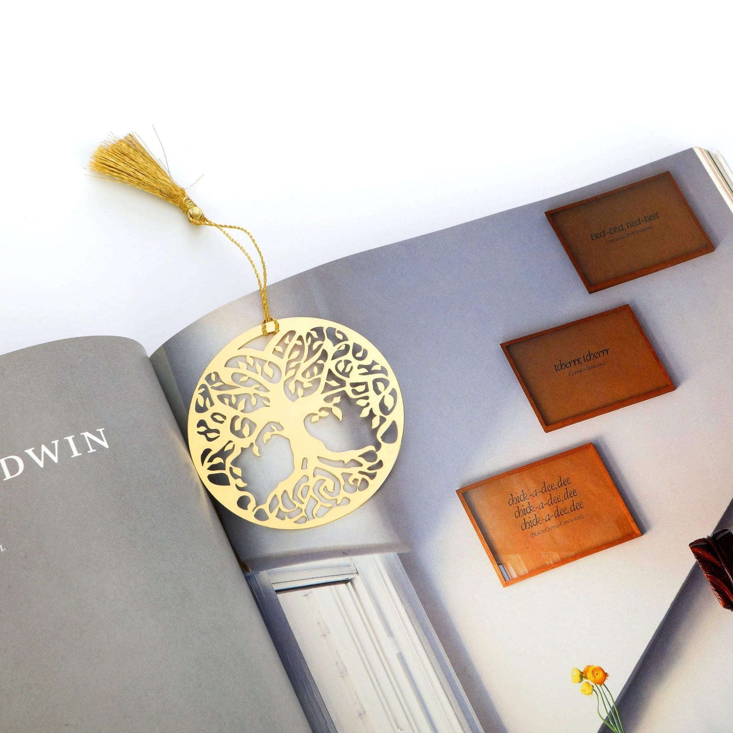 Tree of Life Golden Brass Metal Bookmark with Golden Tassel - artystagallery