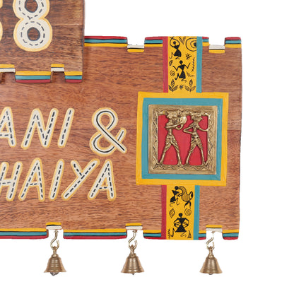 'Warli Dancing' Wooden Customized Name Plate